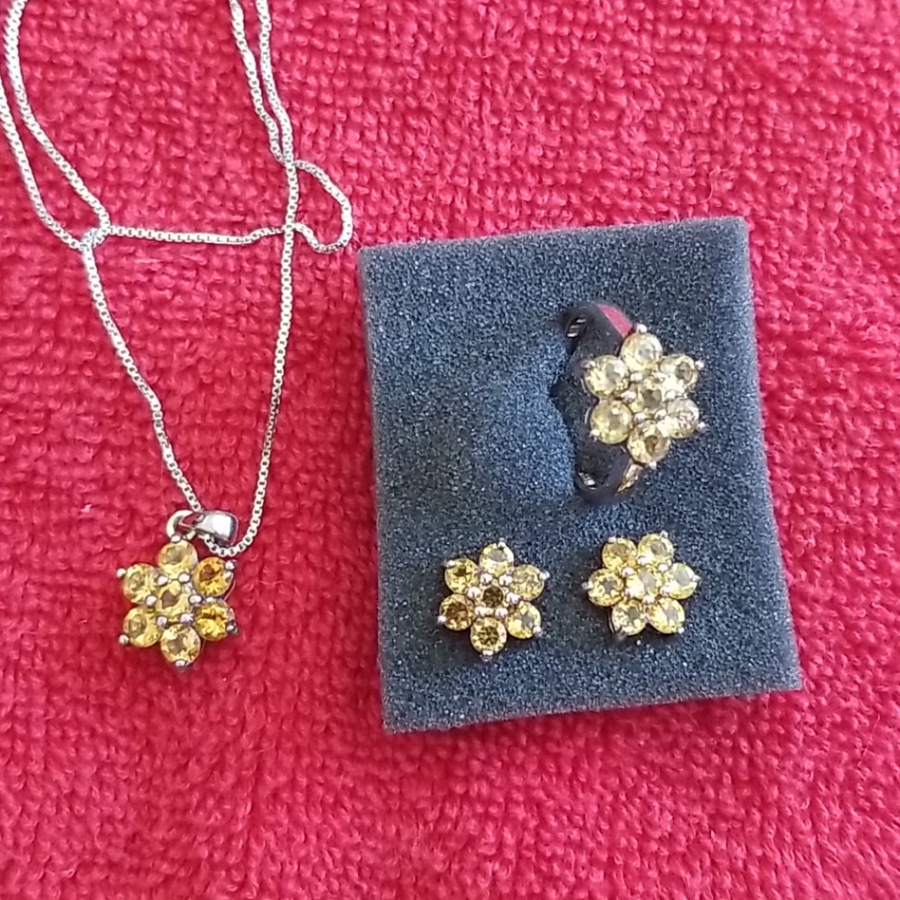Vintage SS citrine ensemble set